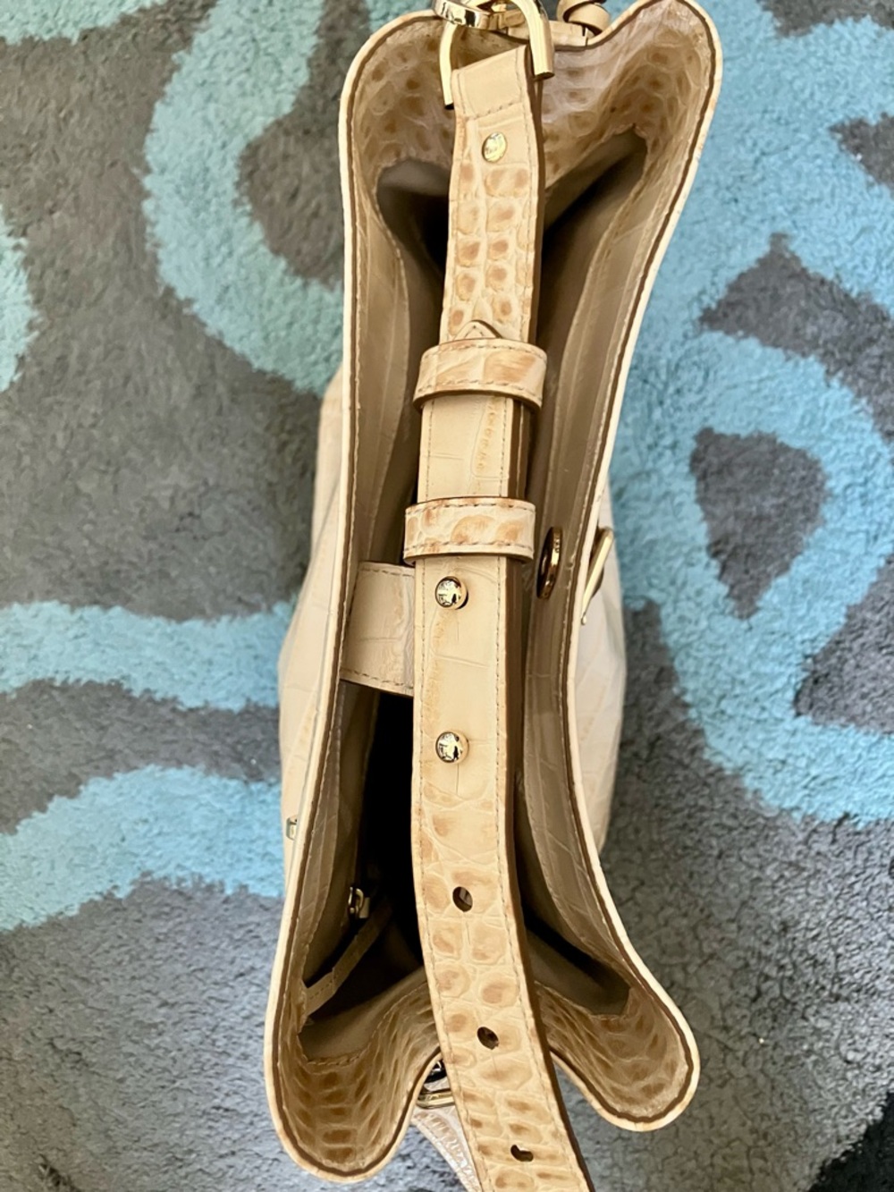 Brahmin Cream Crocodile-Embossed Shoulder Bag - Picture 13 of 14